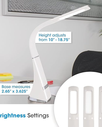 OttLite Recharge LED Desk Lamp with ClearSun LED Technology - Portable, Dimmable & Flexible Gooseneck - Travel-Friendly Task Lamp with Rechargeable Battery - for Home, Reading, Office & College Dorms - LeafyLoom