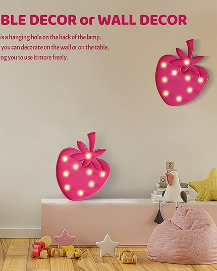 Strawberry Party Decorations, Battery Powered Strawberry Night Light for Kids, Strawberry Room Decor for Girls, Strawberry Birthday Decorations, Strawberry Wall Decor - LeafyLoom