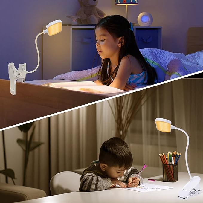 Clip on Light Reading Lights, 36 LED USB Desk Lamp with 5 Color 5 Brightness, Eye Protection Book Clamp Light, Perfect for Video Conference Lighting, Desk, Bed Headboard and Computers (White) - LeafyLoom