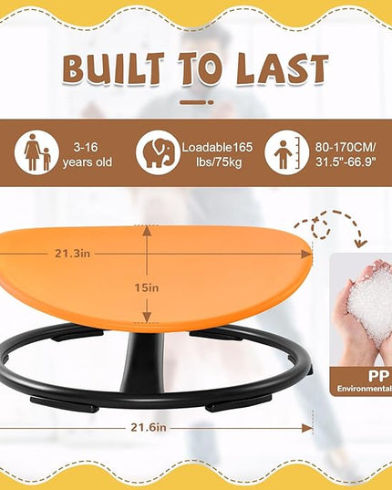 Zhenx Spinning Chair for Kids, Autism Kids Swivel Chair, Kids Sensory Chair, Spinning Chair for Autistic Kids & ADHD Children, Sit and Spin Training Body Coordination(Orange) - LeafyLoom