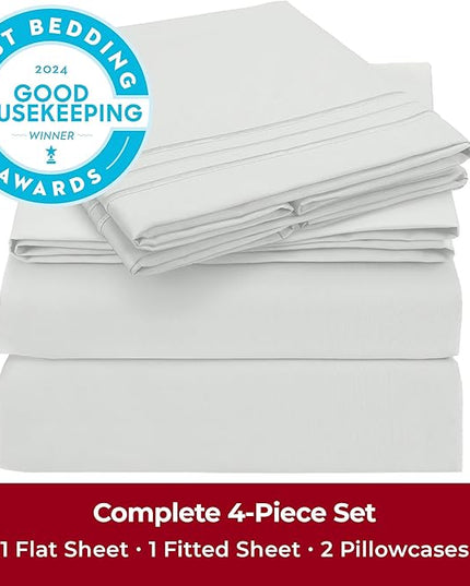 Mellanni King Sheets Set - 4 PC Iconic Collection Bedding Sheets & Pillowcases - Hotel Luxury, Extra Soft, Cooling Bed Sheets - Deep Pocket up to 16 inch (King, Ivory) - LeafyLoom