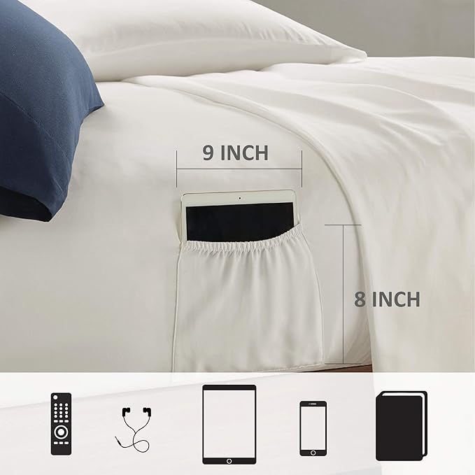 Comfort Spaces Bed in A Bag Comforter Set - College Dorm Room Essentials for Boys Men Bedding, Complete Dormitory Bedroom Pack And Sheet with 2 Side Pockets, Queen, Stripes Navy/Red - LeafyLoom