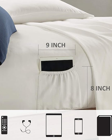 Comfort Spaces Bed in A Bag Comforter Set - College Dorm Room Essentials for Boys Men Bedding, Complete Dormitory Bedroom Pack And Sheet with 2 Side Pockets, King, Stripes Navy/Red - LeafyLoom