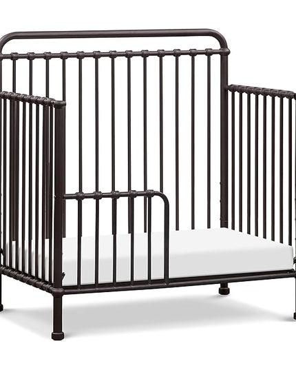 NAMESAKE Winston 4-in-1 Convertible Mini Metal Crib in Vintage Iron, Greenguard Gold Certified - LeafyLoom