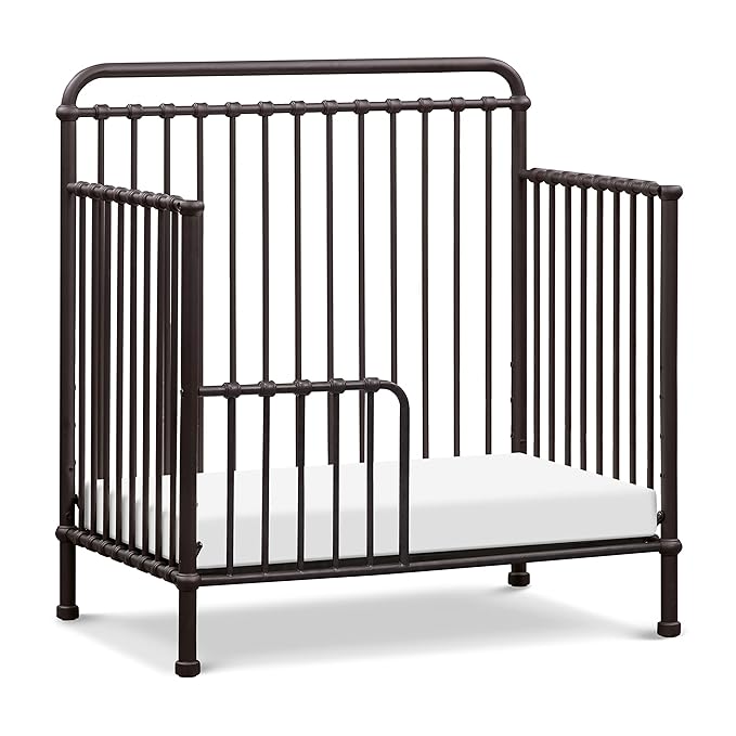 NAMESAKE Winston 4-in-1 Convertible Mini Metal Crib in Vintage Iron, Greenguard Gold Certified - LeafyLoom