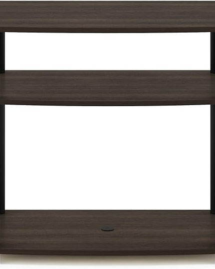 Furinno Turn-N-Tube No Tools 3-Tier Entertainment Center TV Stand for TV up to 32 Inch, Plastic Round Tubes, Dark Brown/Black - LeafyLoom