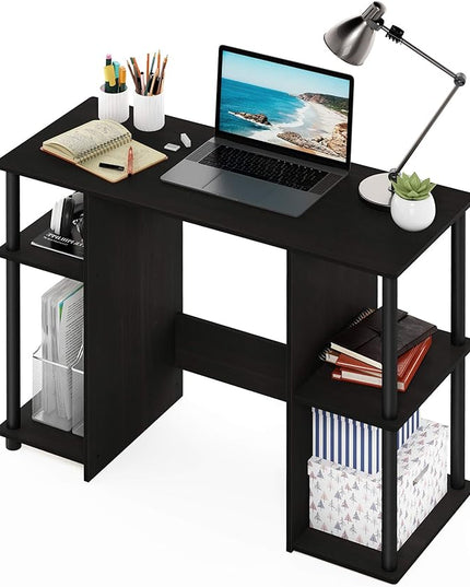 Furinno JAYA Computer Study Desk,Open Storage, Espresso - LeafyLoom
