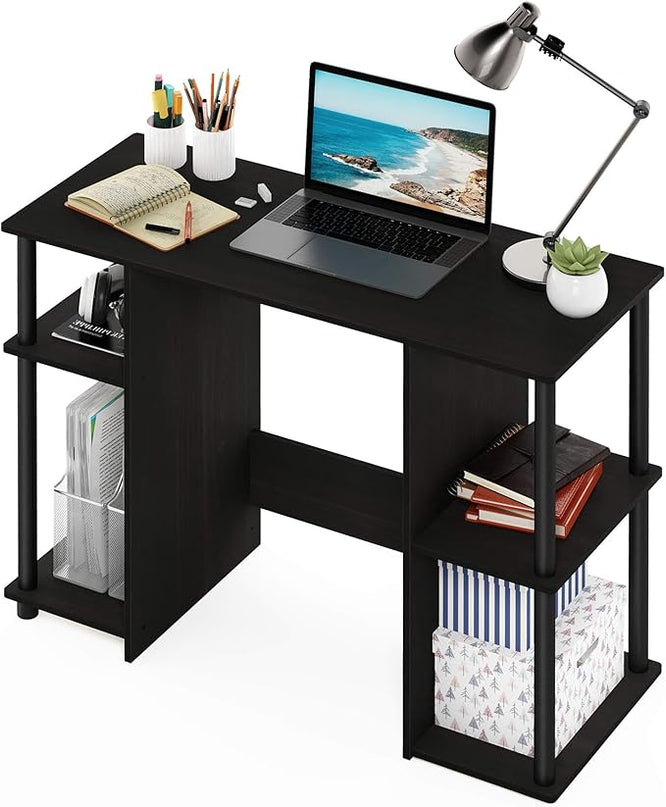 Furinno JAYA Computer Study Desk,Open Storage, Espresso - LeafyLoom