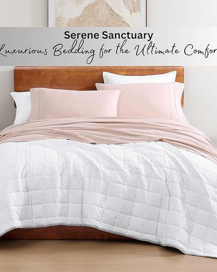 LANE LINEN Queen Bed Sheets Set - 100% Organic Cotton Sheets Queen Size, 4Pc Queen Bed Sheet, Hotel Luxury Bed Sheets Set, Breathable Sheets queen size bed set deep pockets upto 15" - Dusty Rose - LeafyLoom