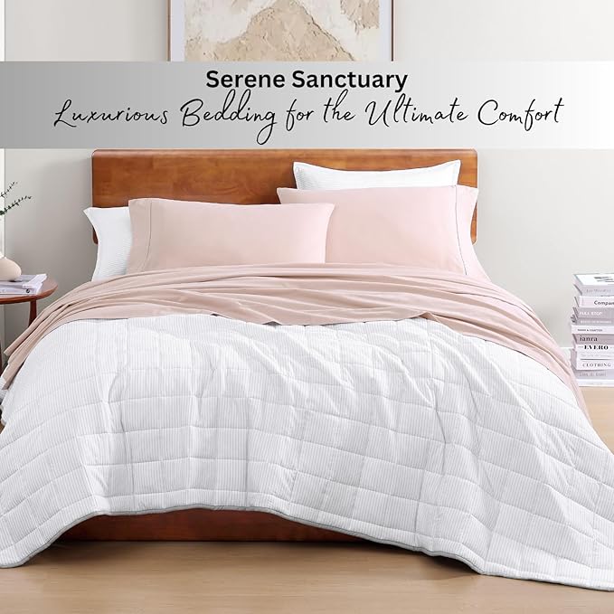 LANE LINEN Queen Bed Sheets Set - 100% Organic Cotton Sheets Queen Size, 4Pc Queen Bed Sheet, Hotel Luxury Bed Sheets Set, Breathable Sheets queen size bed set deep pockets upto 15" - Dusty Rose - LeafyLoom