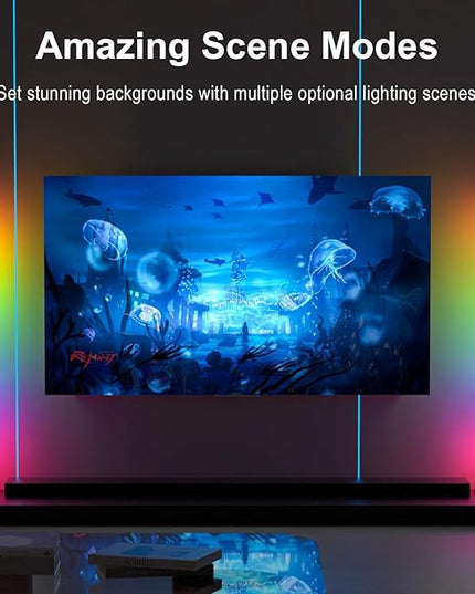 RGB Smart Corner Floor Lamps for Living Room, 2 Sets Floor Lamp for Bedroom, LED Corner Lamp with App and Remote Control, 16 Million Colors & 68+ Scene, Music Sync, Timer Setting Black - LeafyLoom