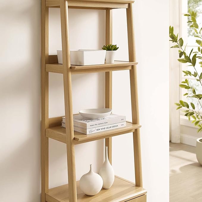 Modway 21" Bookshelf Display Case in Oak - LeafyLoom
