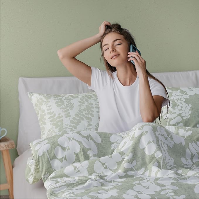 Codi Sage Green Comforter Set Queen Size, Floral Bedding Sets for Women | Nature Botanical Style, Unique Reversible Design, Better for Spring and Summer | Leaf Print 3 Pieces - LeafyLoom