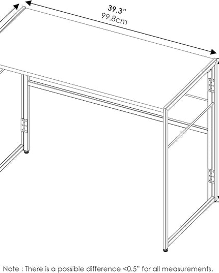 Furinno Riau No Tool/No Assembly/Folding Metal Frame Computer Desk, Sonoma Oak/Black, 39 Inch - LeafyLoom