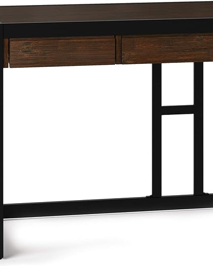 SIMPLIHOME Erina SOLID WOOD and Metal Modern Industrial 60 inch Wide Home Office Desk, Writing Table, Workstation, Study Table Furniture in Farmhouse Brown with 2 Drawers - LeafyLoom