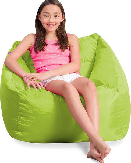 Posh Creations Coronado Bean Bag Boys and Girls Large Chair for Kids, for Gaming and Playrooms, Soft Nylon-Lime - LeafyLoom