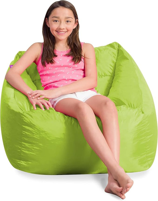 Posh Creations Coronado Bean Bag Boys and Girls Large Chair for Kids, for Gaming and Playrooms, Soft Nylon-Lime - LeafyLoom