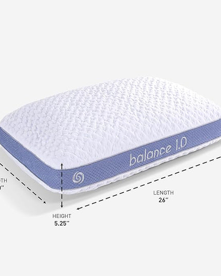 Bedgear Balance Performance Pillow - Size 1.0 - Moisture Wicking Bed Pillow - All Sleep Positions - Medium Firmness Sleeping Pillow - Hypoallergenic, Washable Removable Cover - 20" W x 26" L x 5.25" H - LeafyLoom