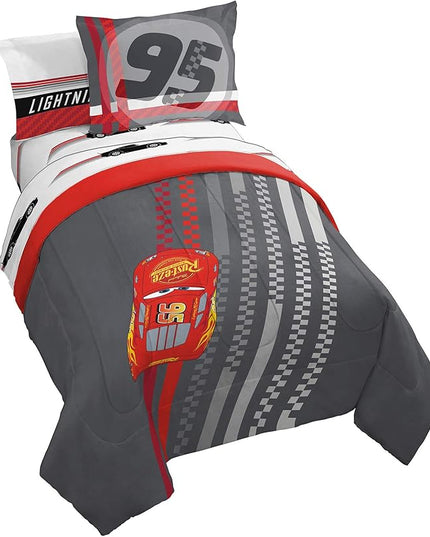 Jay Franco Disney Pixar Cars Race Ready 7 Piece Full Bed Set - includes Comforter & Sheet Set - Bedding Features Lightning McQueen - Super Soft Fade Resistant Microfiber - LeafyLoom