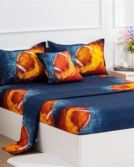 NTBED American Football Comforter Set for Boys Teens,3D Sports Bedding Full Size 6pcs,Rugby Printed Quilt Sets with 2 Matching Pillow Shams - LeafyLoom