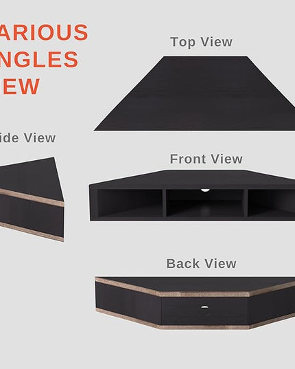 24/7 Shop at Home French 47 inch Modern Floating TV Stand with Storage, Floating Corner Shelf for Wall, Wood Entertainment Center with Shelves for Living Room, Bedroom, Family, Cappuccino Brown - LeafyLoom