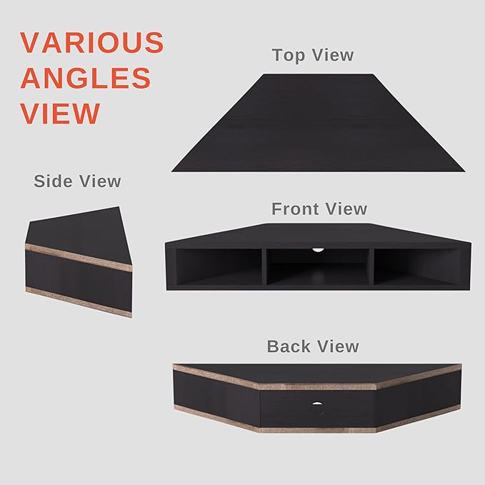 24/7 Shop at Home French 47 inch Modern Floating TV Stand with Storage, Floating Corner Shelf for Wall, Wood Entertainment Center with Shelves for Living Room, Bedroom, Family, Cappuccino Brown - LeafyLoom