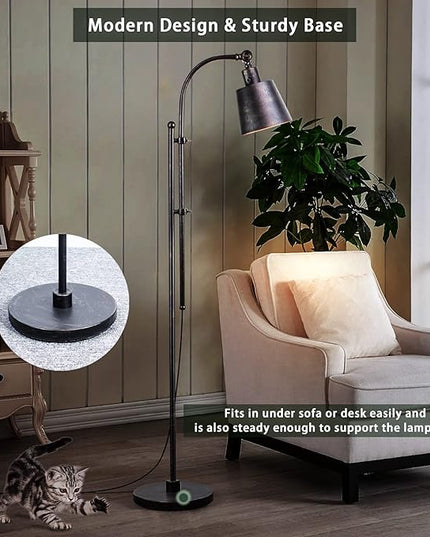 Floor Lamp, Industrial Floor Lamps for Living Rooms & Bedrooms - Rustic Farmhouse Reading Lamp Standing, Adjustable Metal Heads Indoor Task Lighting for Living Room Office Home Décor (Black01-3S) - LeafyLoom