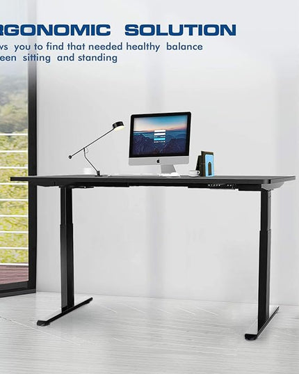 AIMEZO Heavy Duty Standing Desk Frame, Dual Motor Electric Height Adjustable Sit Stand Desk Frame with 4 Memory Preset Button, USB Charging Port for Home Office (2 Tier Legs, Black) - LeafyLoom