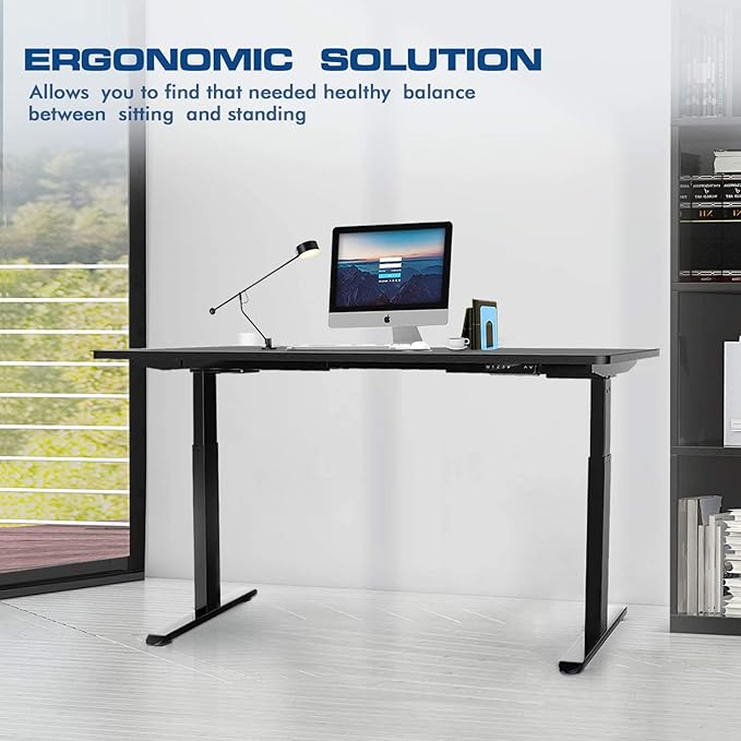 AIMEZO Heavy Duty Standing Desk Frame, Dual Motor Electric Height Adjustable Sit Stand Desk Frame with 4 Memory Preset Button, USB Charging Port for Home Office (2 Tier Legs, Black) - LeafyLoom