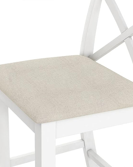 Voohek 3-Piece Bar Table and Chairs Set, Wood Counter Height Dining Furniture for 2, Small Space, Kitchen, Breakfast Nook, Bistro,Apartment, Industrial Style, White - LeafyLoom