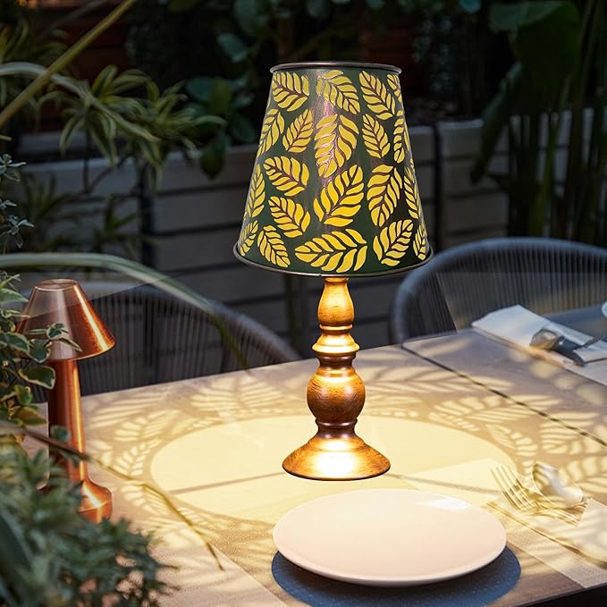 pearlstar Solar Table Lamps Bedside Lamps - Leaf Garden Waterproof Cordless Solar Table Lamps for Patio Garden Pathway Yard - LeafyLoom