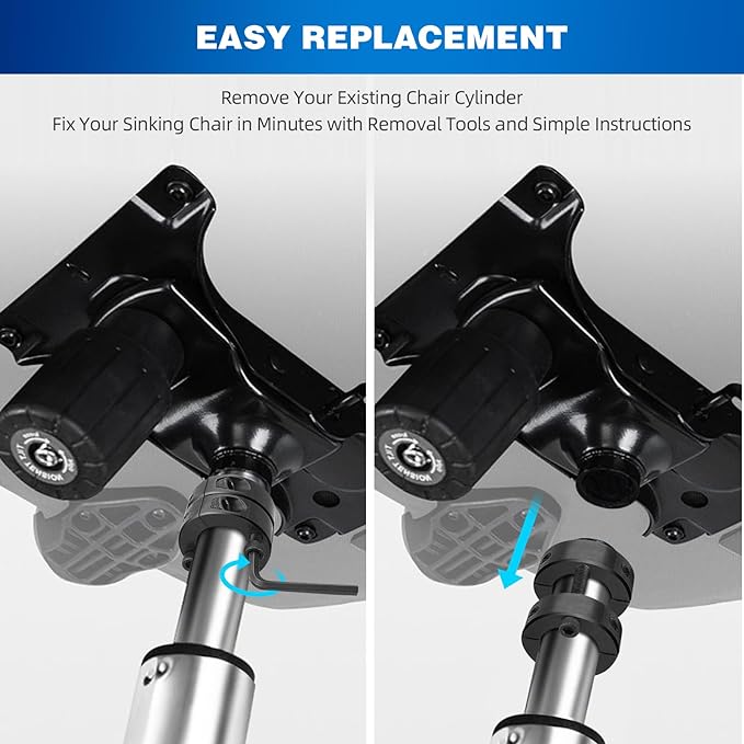 Premium Office Chair Cylinder Replacement - Universal Heavy-Duty Class 3 Hydraulic Piston with 1000lbs Load Capacity - Designed to Elevate Your Office Experience (White, Gas Lift) - LeafyLoom