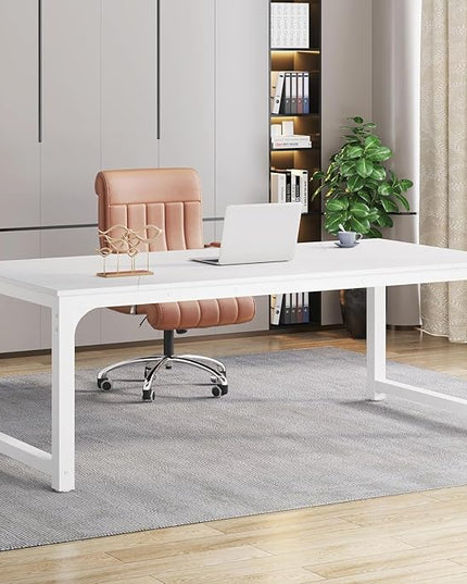 Tribesigns Modern Computer Desk, 78.7 x 39.4 inch X Large Executive Office Desk Computer Table Study Writing Desk Workstation for Home Office,White - LeafyLoom