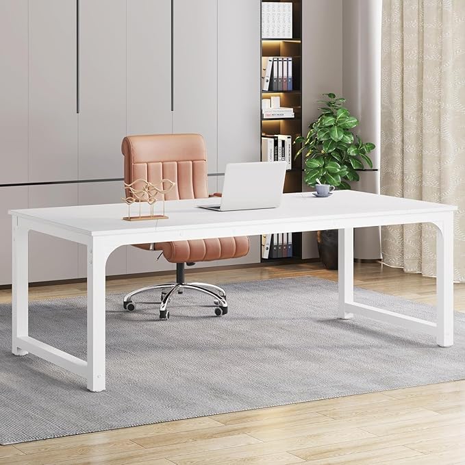 Tribesigns Modern Computer Desk, 78.7 x 39.4 inch X Large Executive Office Desk Computer Table Study Writing Desk Workstation for Home Office,White - LeafyLoom