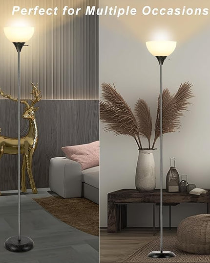 Floor Lamp, Standing Lamp for Bedroom, Drop-Resistant White Lampshade, Rotary Switch, Industrial Metal Floor Lamp for Living Room Bedroom Study Office Kid’s Room - LeafyLoom