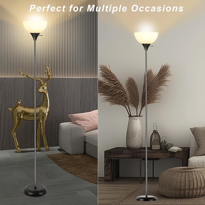Floor Lamp, Standing Lamp for Bedroom, Drop-Resistant White Lampshade, Rotary Switch, Industrial Metal Floor Lamp for Living Room Bedroom Study Office Kid’s Room - LeafyLoom