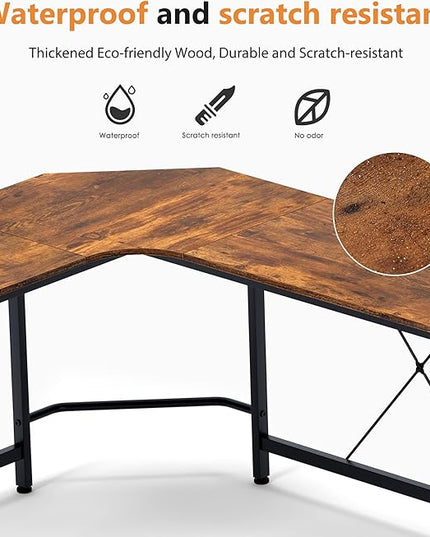 soges L Shaped Desk, 59inch L Desk Computer Corner Desk, Gaming Desk, Home Office Writing Desk, Space-Saving Workstation Desk, Rustic Brown - LeafyLoom