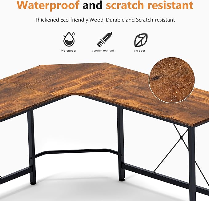 soges L Shaped Desk, 59inch L Desk Computer Corner Desk, Gaming Desk, Home Office Writing Desk, Space-Saving Workstation Desk, Rustic Brown - LeafyLoom