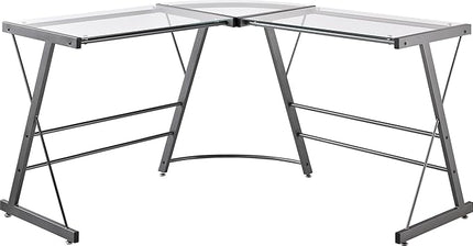 Ameriwood Home Odin Glass L-Shaped Computer Desk, Gray - LeafyLoom