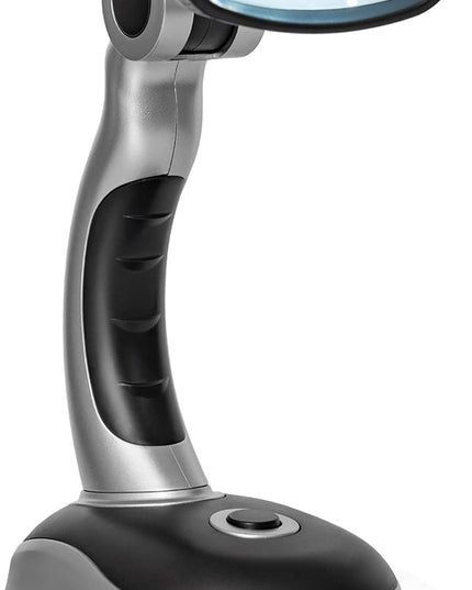ELDSKLT Led Desk Lamp, 12-Bulb Battery-Operated Table Light for Home, Office, Silver/Black - LeafyLoom