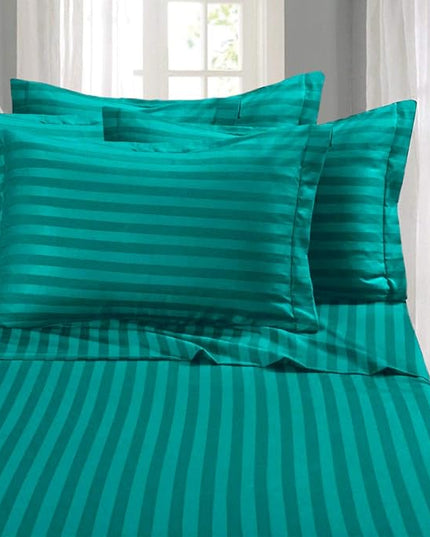 Elegant Comfort Best, Softest, Coziest 6-Piece Sheet Sets! - 1500 Premier Hotel Quality Luxurious Wrinkle Resistant 6-Piece DAMASK STRIPE Bed Sheet Set, Full Turquoise - LeafyLoom