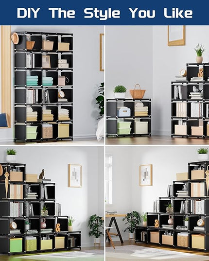 Mavivegue Book Shelf, 18 Cube Storage Organizer, DIY Bookcase, Metal Cube Bookshelf, Cubbies Closet Storage Organizer Shelves for Bedroom,Living Room,Home,Office - LeafyLoom