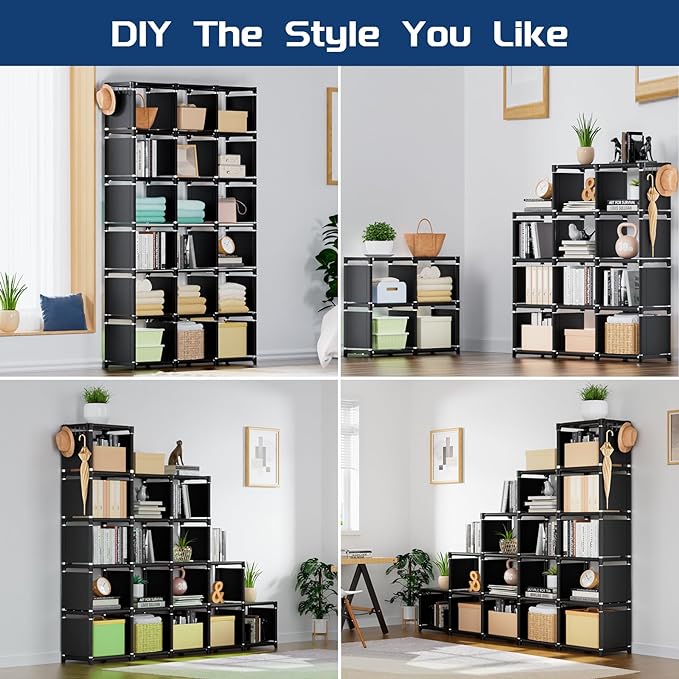 Mavivegue Book Shelf, 18 Cube Storage Organizer, DIY Bookcase, Metal Cube Bookshelf, Cubbies Closet Storage Organizer Shelves for Bedroom,Living Room,Home,Office - LeafyLoom
