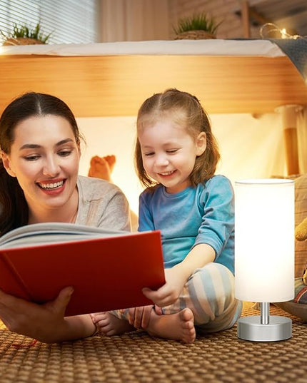 Small Table Lamp for Bedroom - Bedside Lamps for Night Stands, Minimalist Nightstand Light Lamp, Desk Lamps for Reading Room, Kids Room, Living Room, Office, Dorm - LeafyLoom