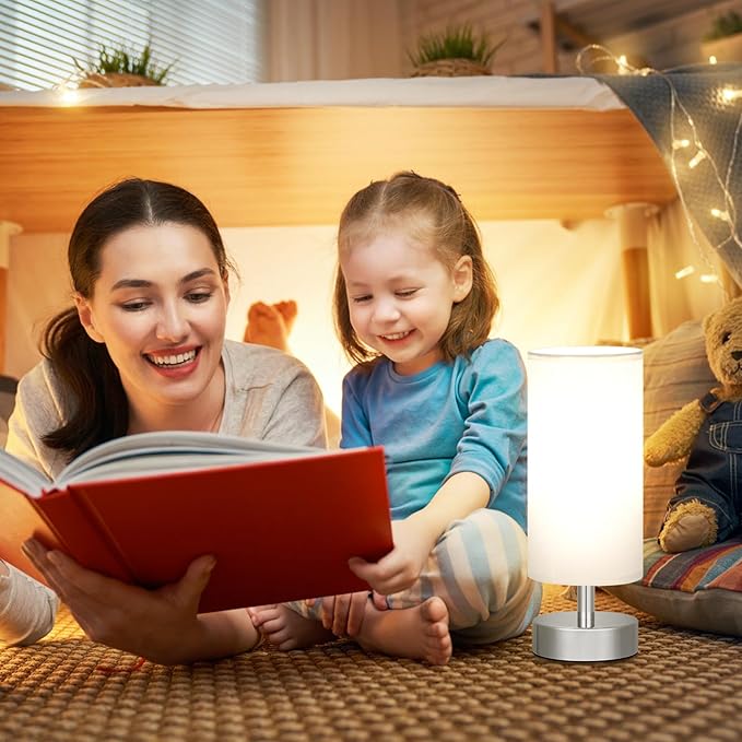Small Table Lamp for Bedroom - Bedside Lamps for Night Stands, Minimalist Nightstand Light Lamp, Desk Lamps for Reading Room, Kids Room, Living Room, Office, Dorm - LeafyLoom