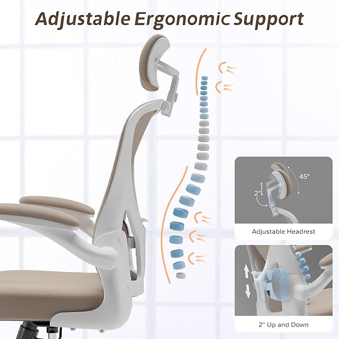 Home Desk Chair Ergonomic Chair with Headrest Study Chair Computer Chair Desk Chair Adjustable Headrest Lumbar Support Office Chair Heavy Duty Office Chair - LeafyLoom