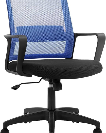 Office Chair Ergonomic Desk Task Chair Mesh Computer Chair Mid-Back Mesh Home Office Swivel Chair Modern Executive Chair with Wheels Armrests Lumbar Support (Blue) - LeafyLoom