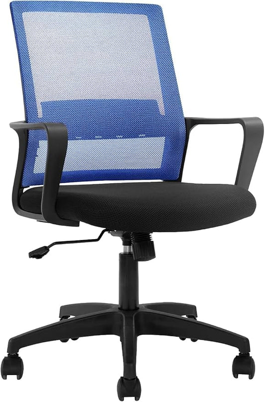 Office Chair Ergonomic Desk Task Chair Mesh Computer Chair Mid-Back Mesh Home Office Swivel Chair Modern Executive Chair with Wheels Armrests Lumbar Support (Blue) - LeafyLoom