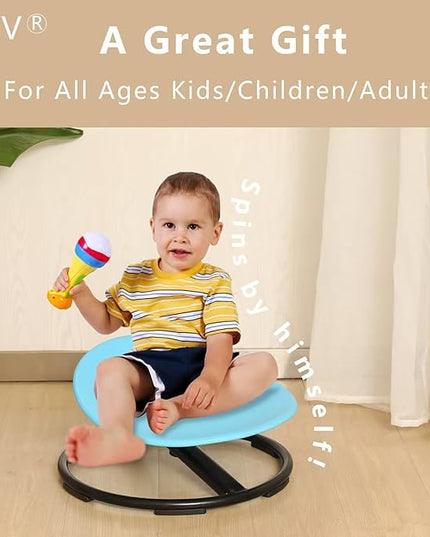 MIV Kids Sensory Swivel Chair, Autism Kids Swivel Chair, Sensory Spin Chair, Metal Base, Non-Slip Design, Blue, Assembly Required - LeafyLoom