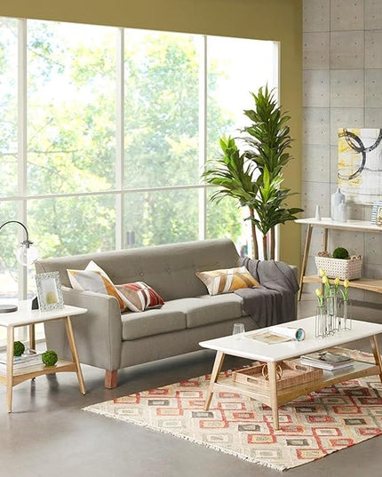 Madison Park Parker Mid-Century Modern End Table With Solid Wood Frame And Legs, Bottom Shelf, Easy Assembly, Simple Accent Furniture For Living Room, Entry, Minimalist Decor - Off-White/Natural - LeafyLoom